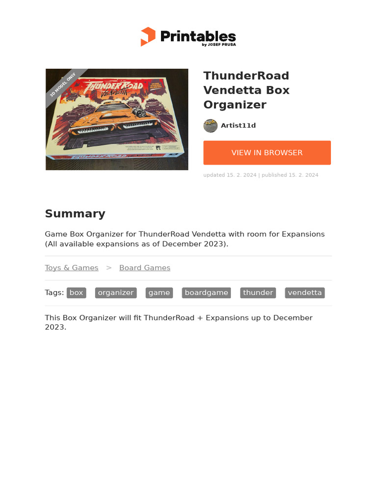 Thunderroad Vendetta Box Organizer | PDF
