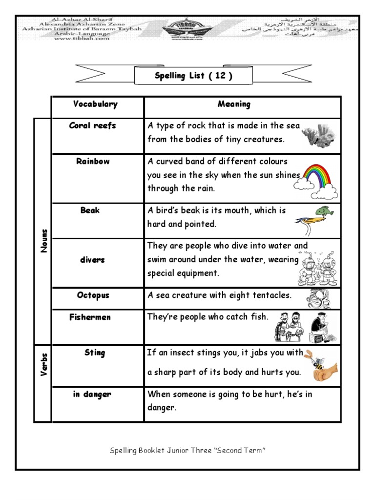 Second Term Spelling Guide | PDF | Adjective | Languages