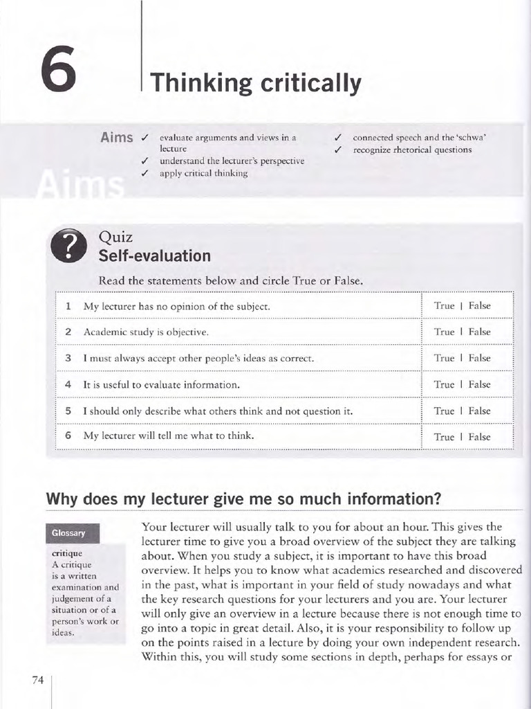 Ch6 - Thinking Critically | PDF | Thought | Critical Thinking