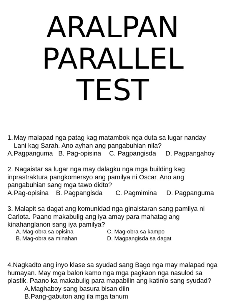 Aralpan Parallel Test | PDF