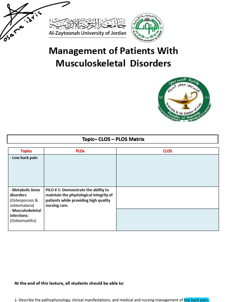 Management of Musculoskeletal Disorders | PDF | Osteoporosis | Back Pain