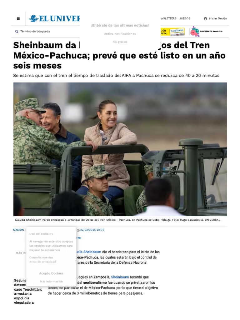Sheinbaum Da Banderazo A Trabajos Del Tren México-Pachuca Prevé Que ...