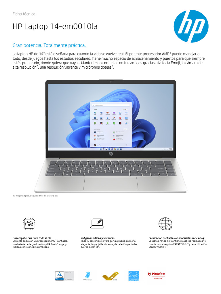 Ficha técnica HP Laptop 14-em0010la | PDF | Internet | Software