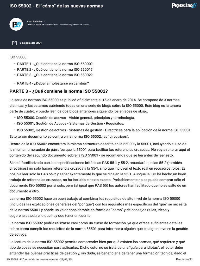 Guía Práctica ISO 55002: Implementación | PDF | Organización ...