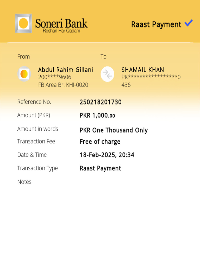 Raast Payment Transaction Details | PDF