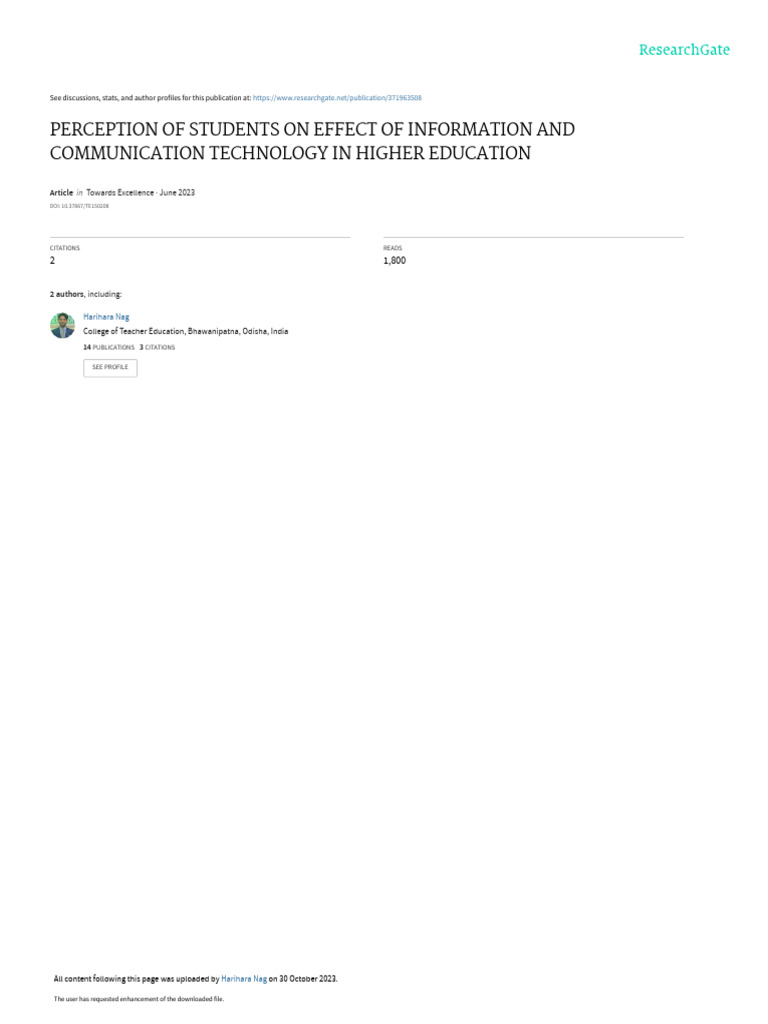 Student Perceptions of ICT in Education | PDF | Skewness | Educational ...