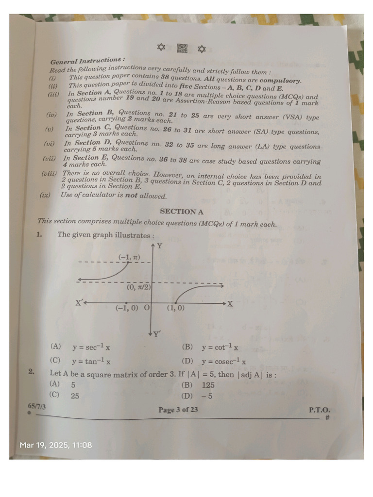 Class 12 Maths Board Question Paper 2025 Set 3 Pdf