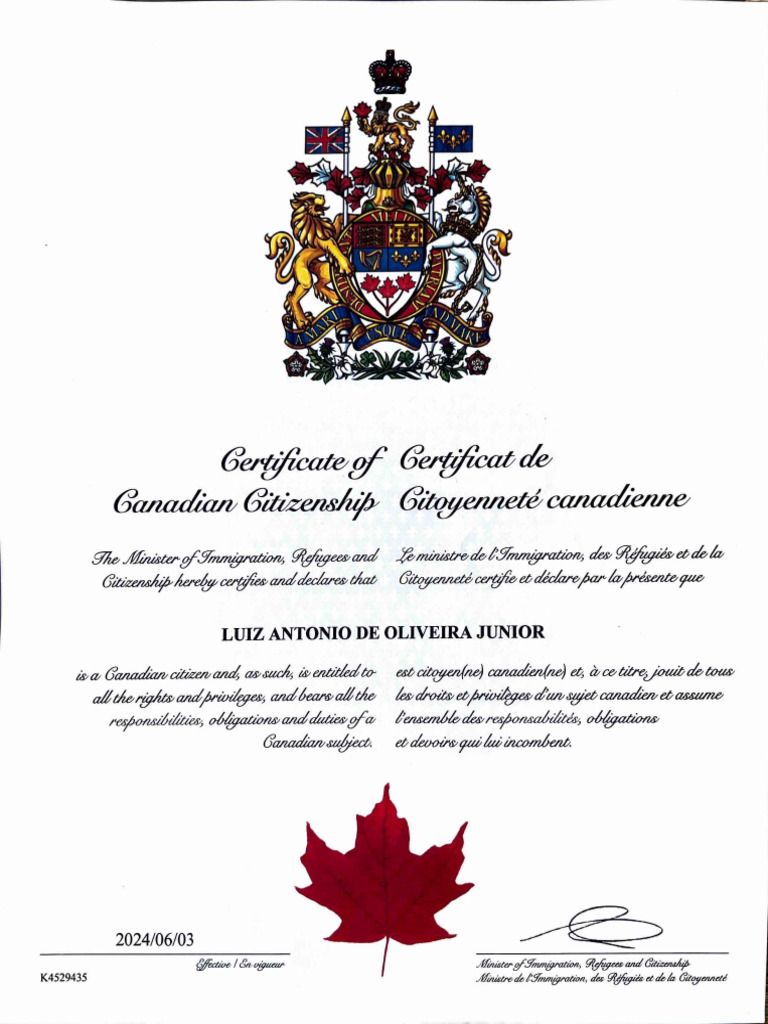 Canadian Citizenship Certificate Sample | PDF | International Law ...