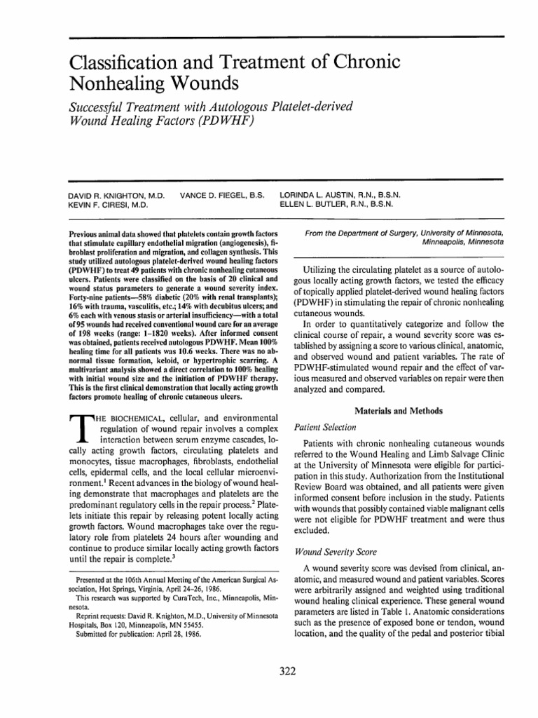 (1986) Classification and treatment of chronic nonhealing wounds | PDF