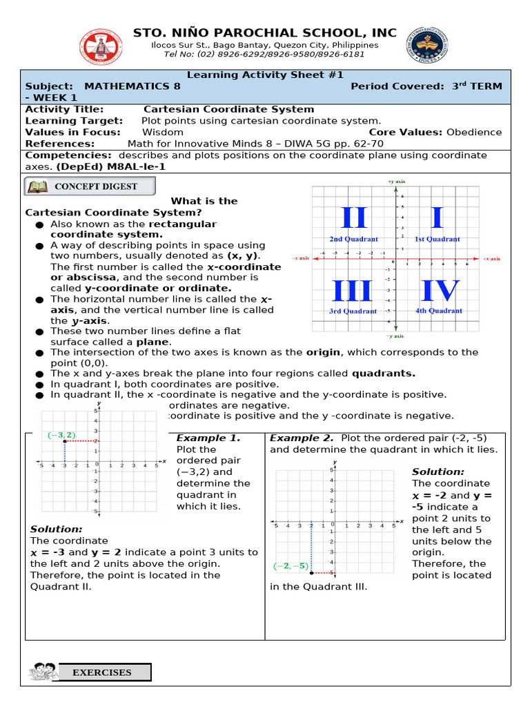 Cartesian Coordinate System & Slope Concepts | PDF | Cartesian ...