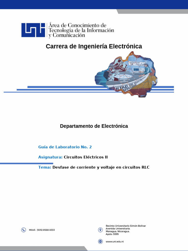 Desfase en Circuitos RLC: Guía de Lab. | PDF | Red eléctrica | voltaje