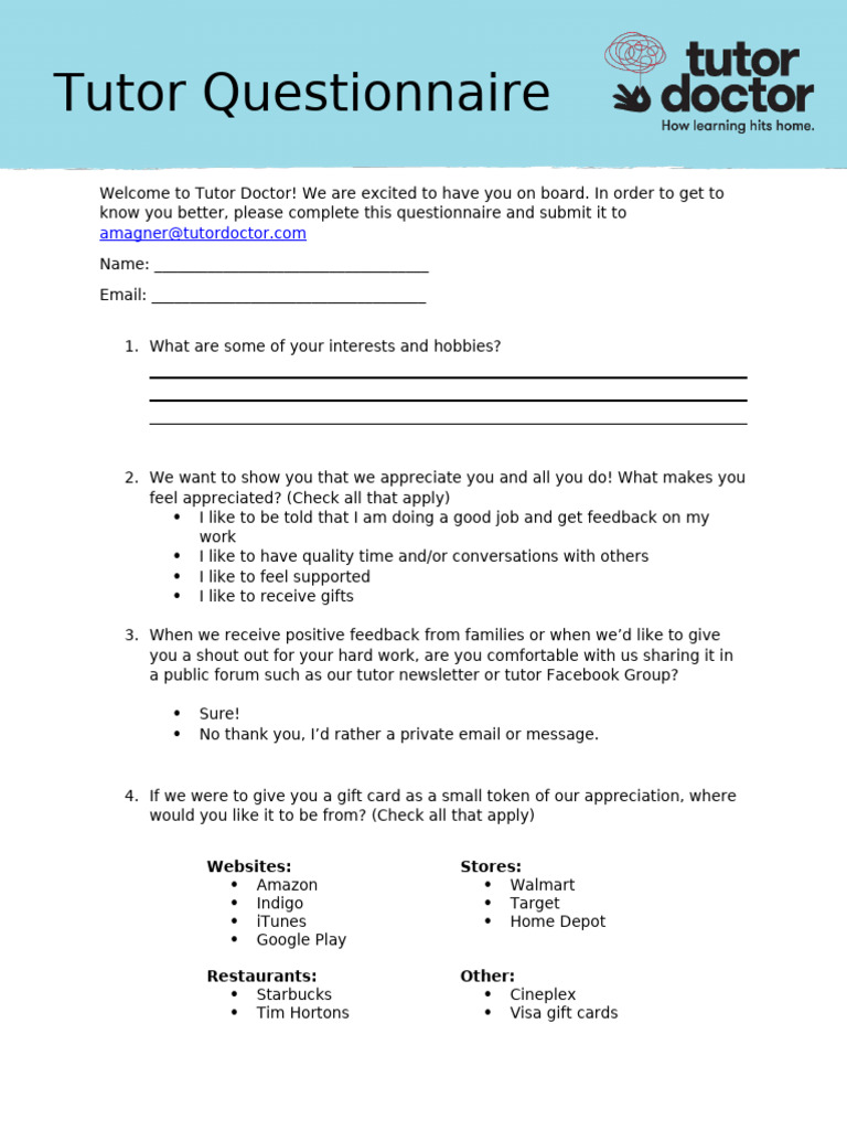Welcome To Tutor Doctor | PDF