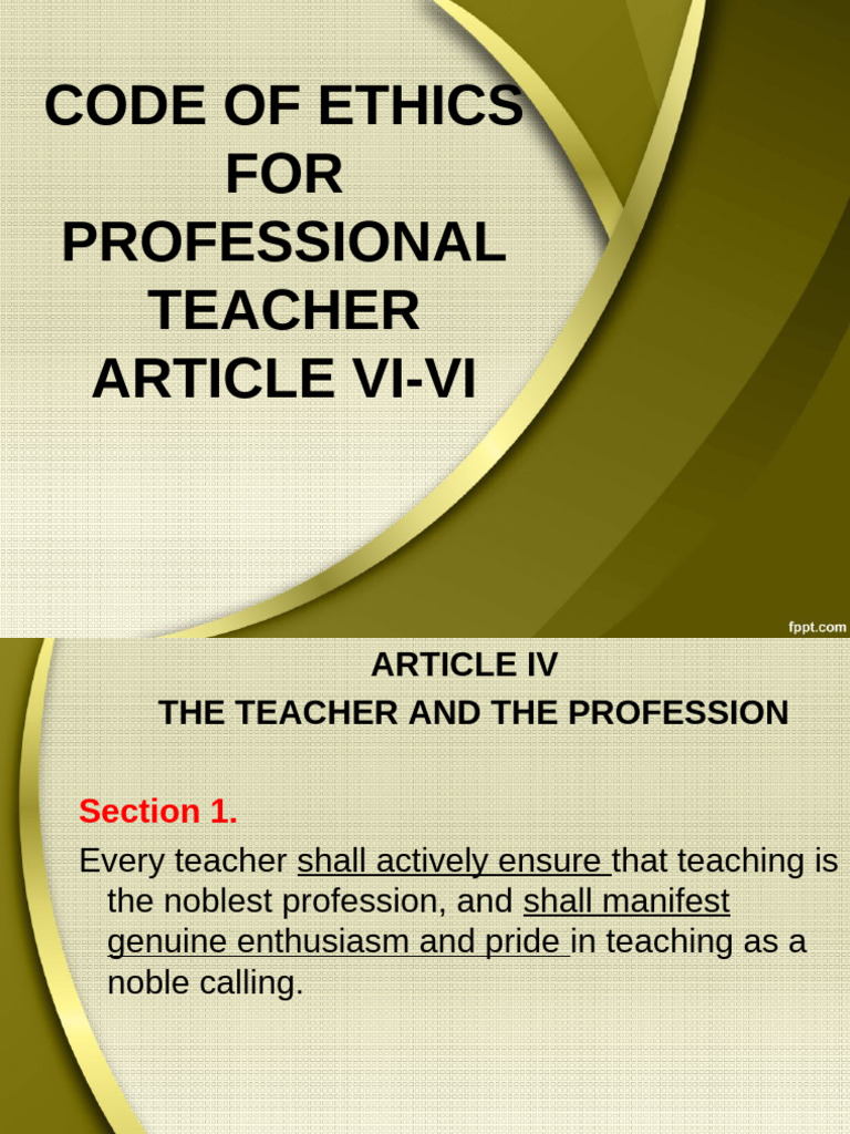Teacher Professional Ethics Guidelines | PDF | Teachers | Justice
