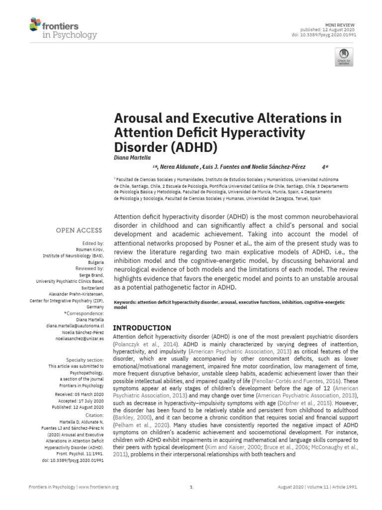 ADHD: Arousal and Executive Function Insights | PDF | Attention Deficit ...