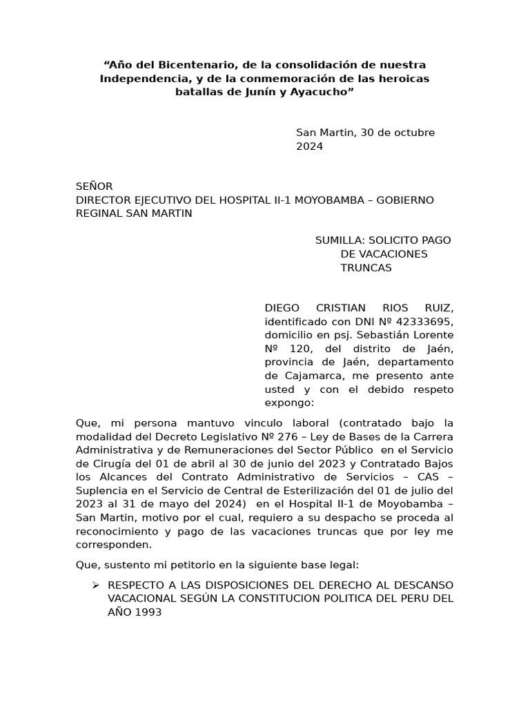 Vacaciones Truncas 276 y 1057 | PDF | Regulación | Gobierno