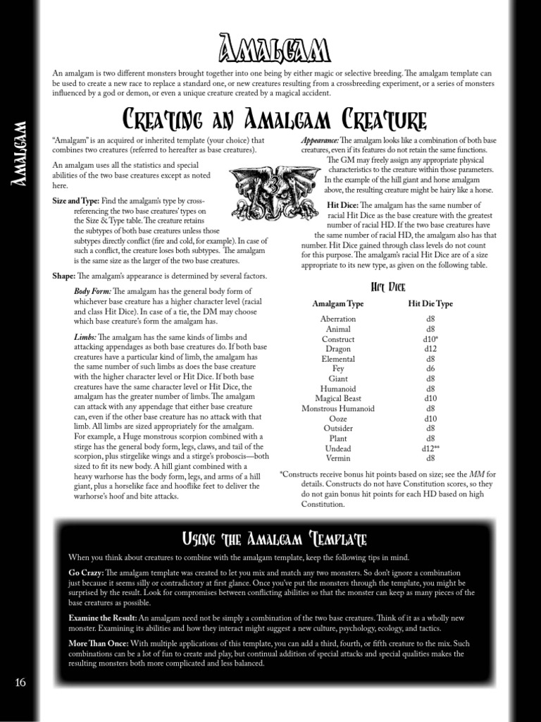 Creating Amalgam Creatures Guide | PDF | Role Playing Games | Fantasy ...