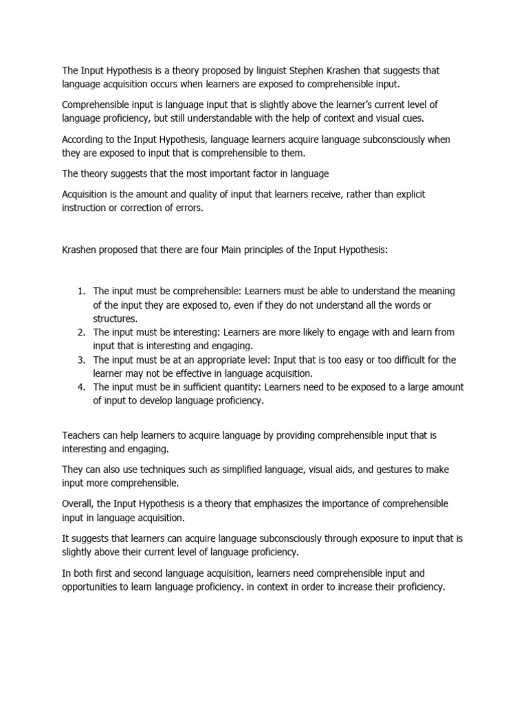 Input Hypothesis | PDF