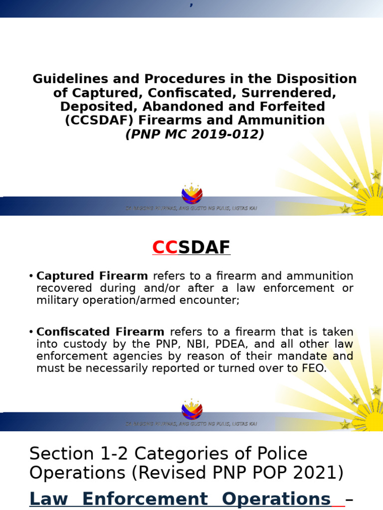 CCSDAF Firearms Disposition Guidelines | PDF | Asset Forfeiture | Arrest