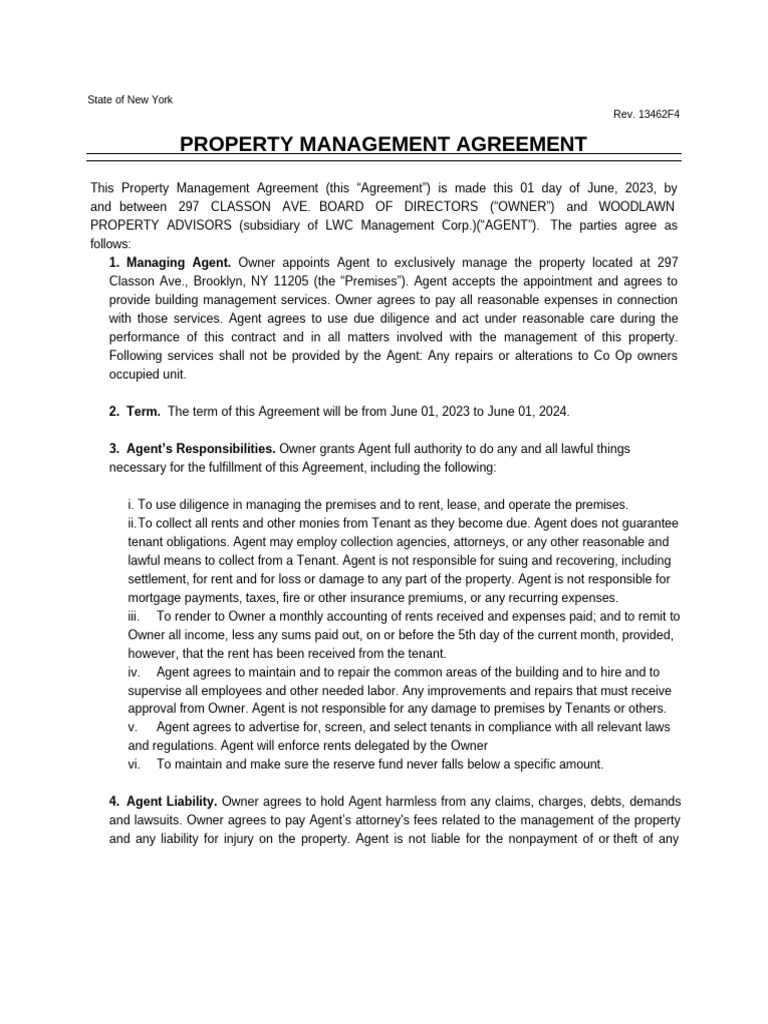 Property Management Agreement Pdf Insurance Leasehold Estate