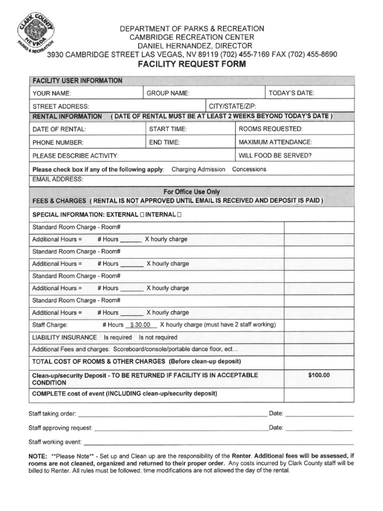 Cambridge Rental Request Form | PDF
