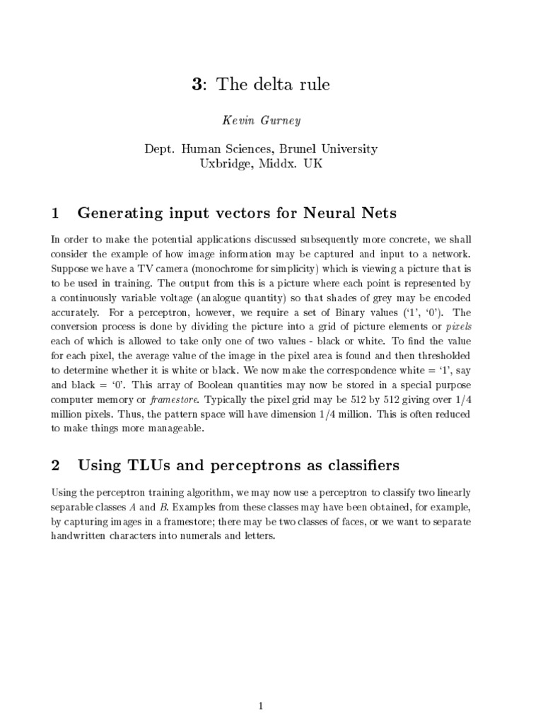 Understanding the Delta Rule | PDF | Slope | Pixel