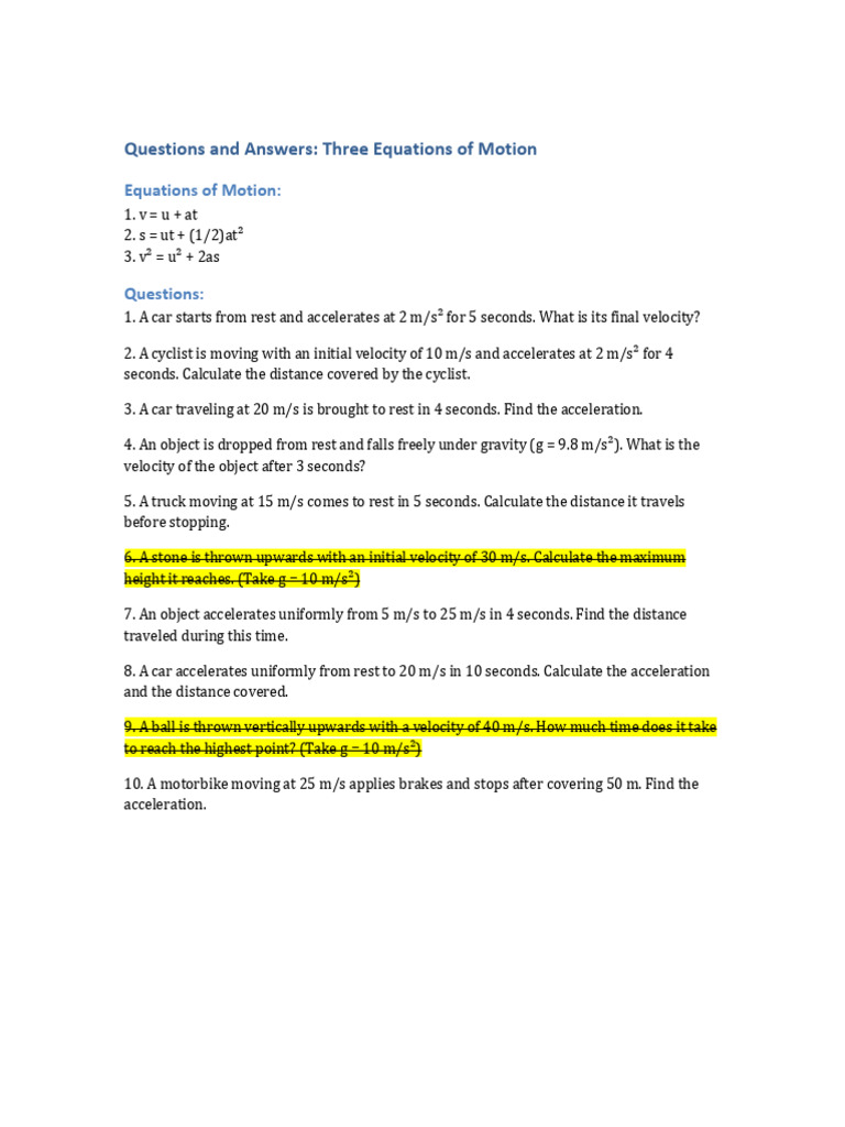 Three Equations of Motion | PDF