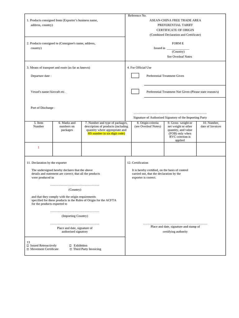 Certificate of Origin Form E Guide | PDF | International Trade