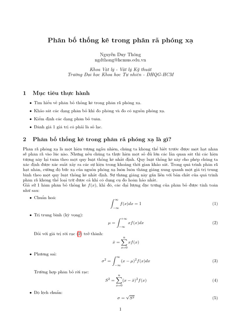 Phân bố thống kê trong phân rã phóng xạ | PDF