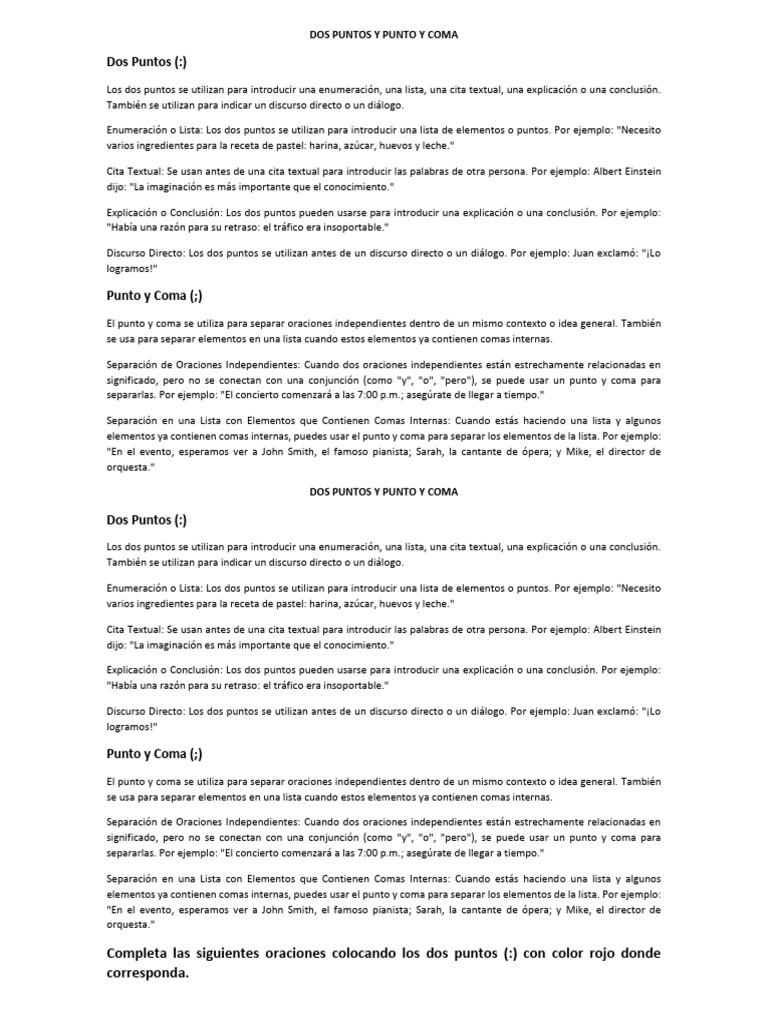Uso de Dos Puntos y Punto y Coma | PDF