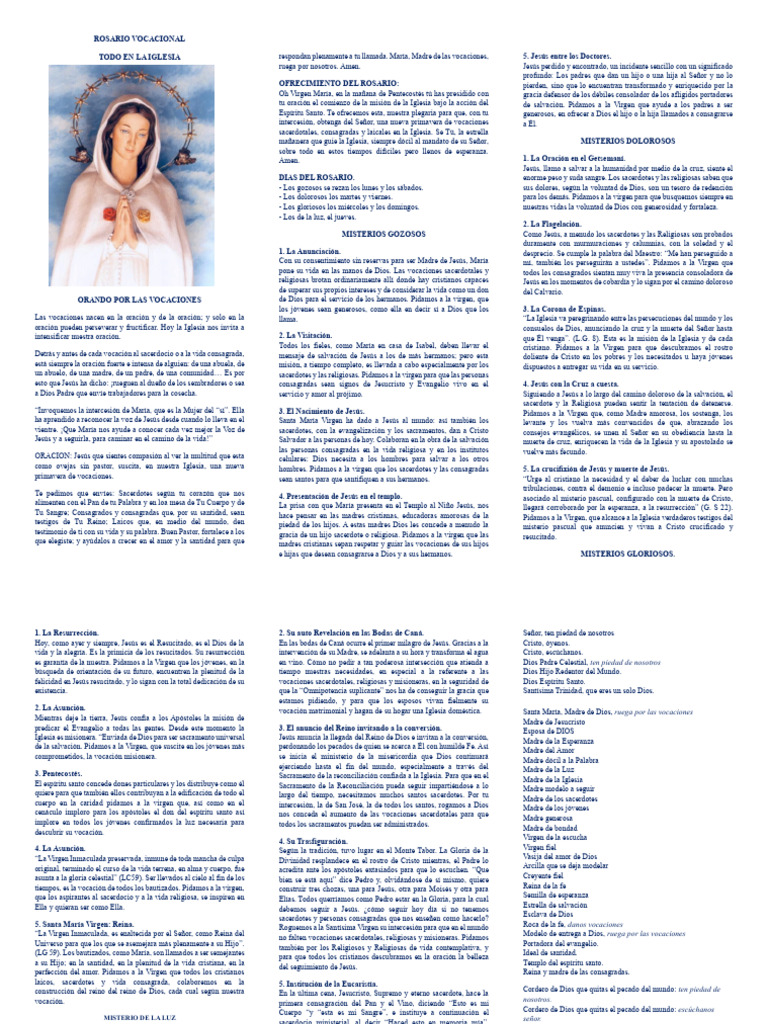 Oración por Vocaciones y Rosario | PDF | María, madre de Jesús | Cristo ...