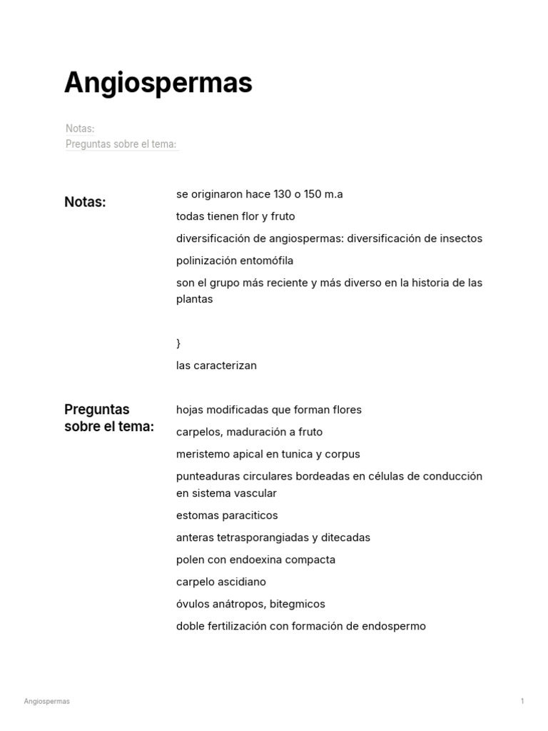 Características y Diversidad de Angiospermas | PDF | Flores | Hoja