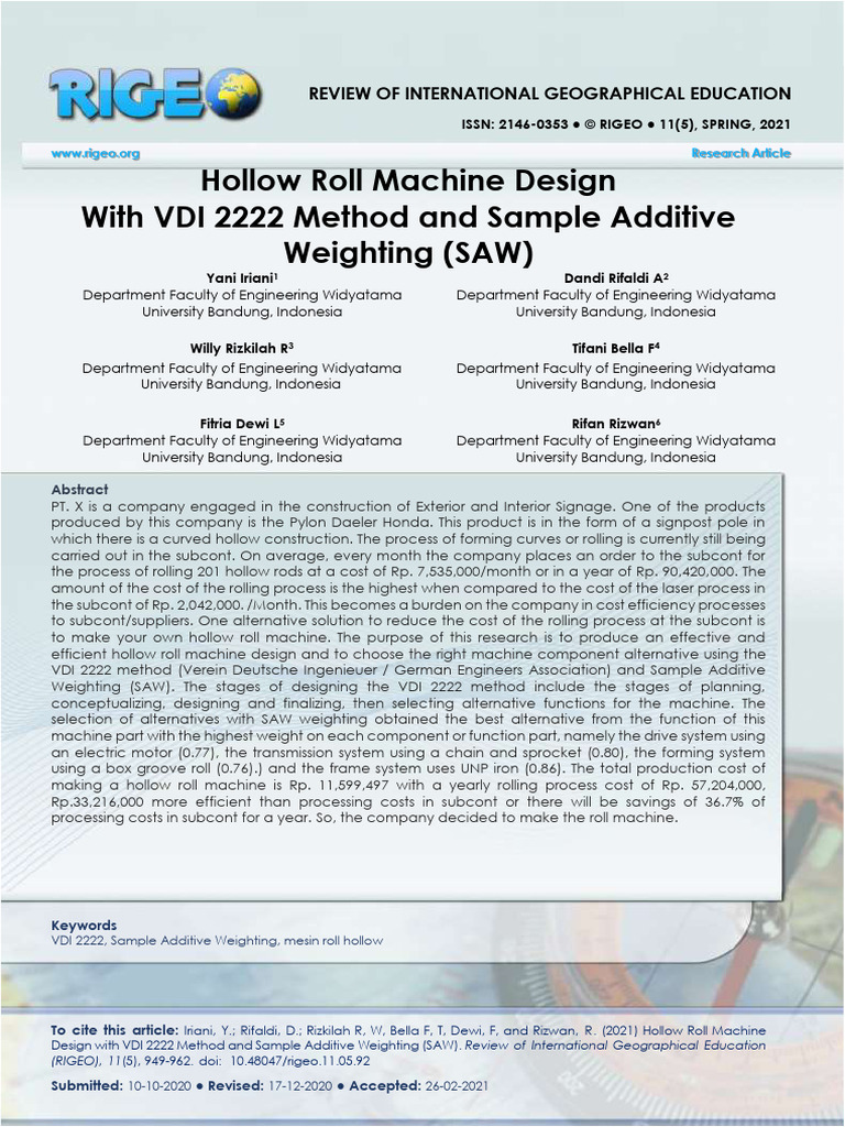 Hollow Roll Machine Design Using VDI 2222 | PDF | Machines | Matrix ...