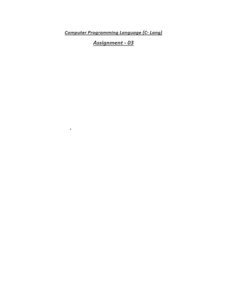 C - LANGUAGE Assignment - 03 | PDF