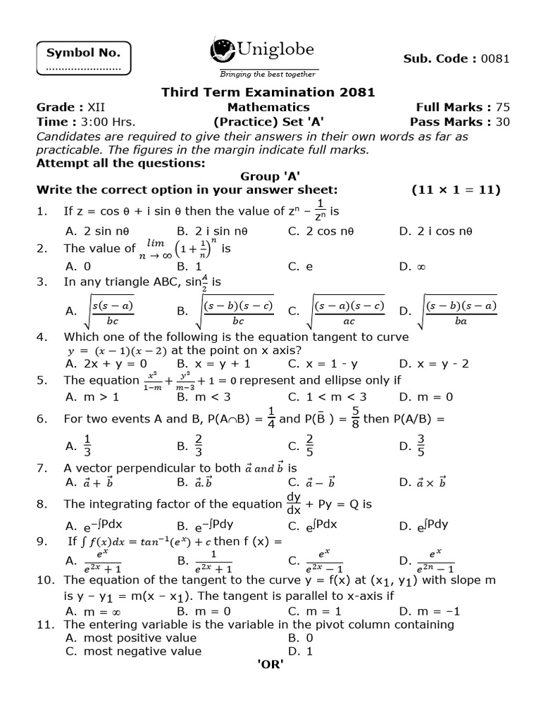 0081 Mathematics Practice Set A | PDF | Geometric Shapes | Mathematical ...