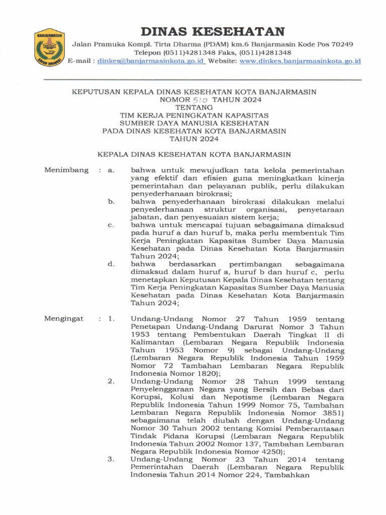 SK Tim Kerja SDMK | PDF