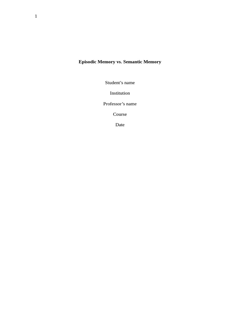 Differences Between Episodic and Semantic Memory | PDF | Psychological ...
