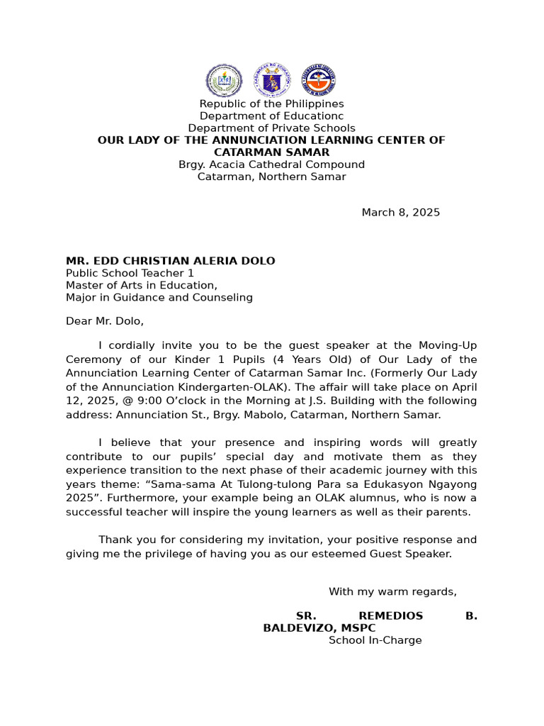 Guest Speaker-Invitation Letter | PDF | Cognition | Learning