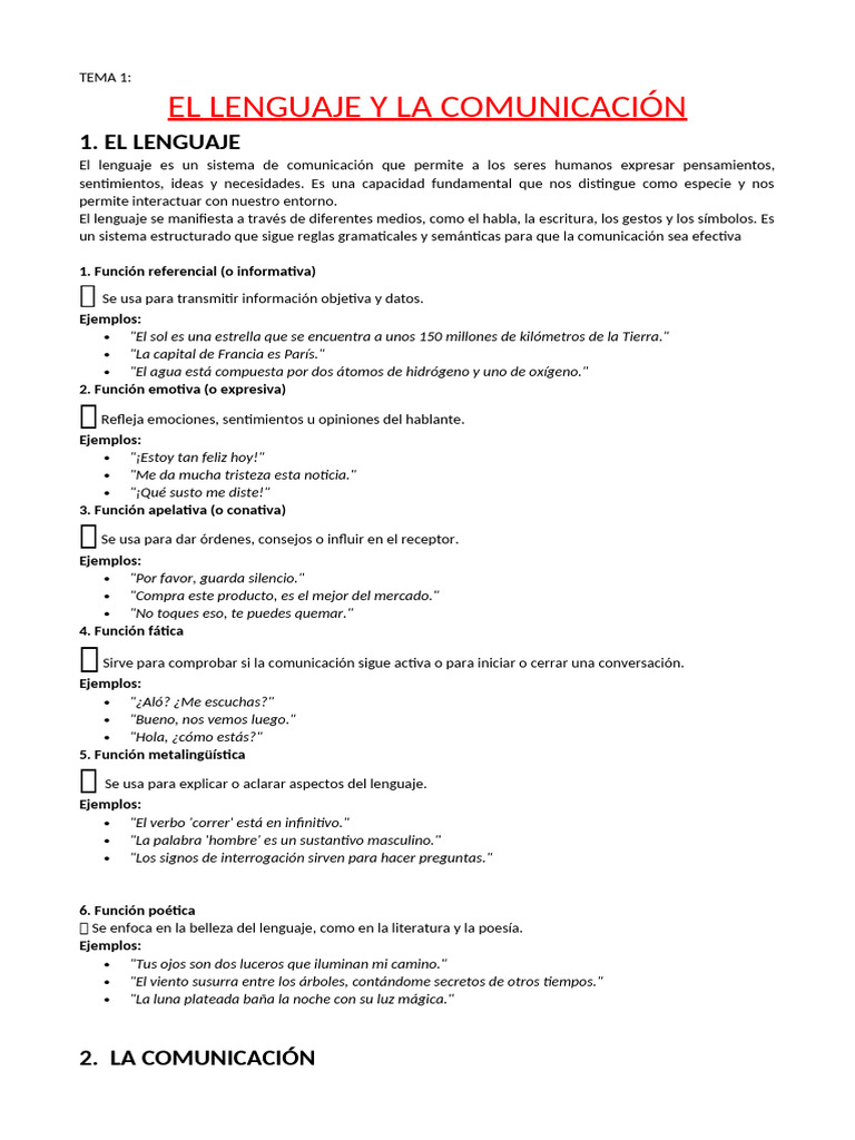 Lenguaje y Comunicación: Funciones y Tipos | PDF | Comunicación ...