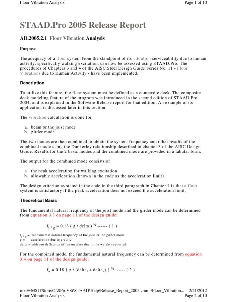 Floor Vibration Analysis in STAAD.Pro | PDF | Normal Mode | Beam ...
