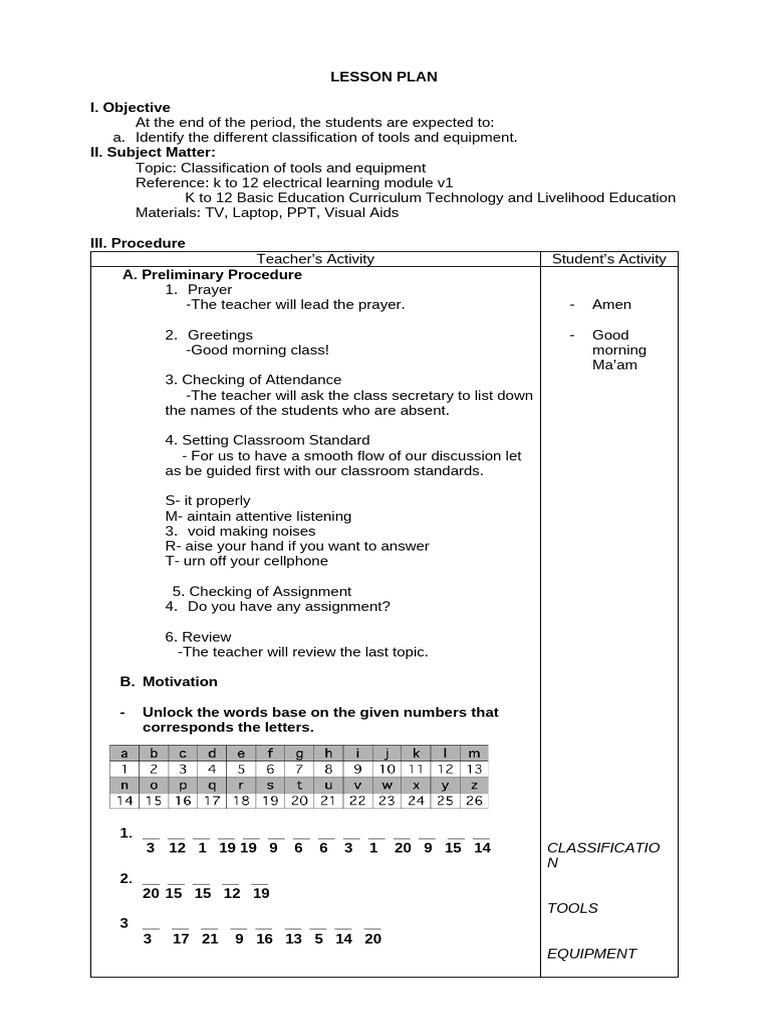 Asoy, Rachel LP EIM Classification of Tools and Equipment ...