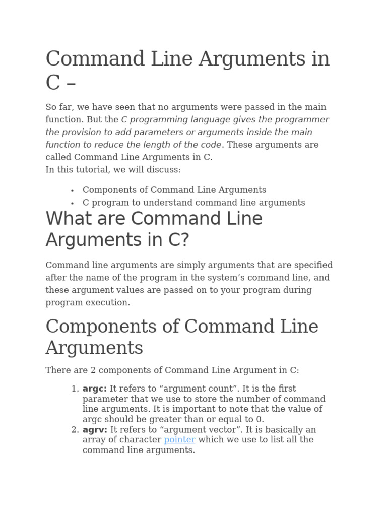 Command Line Arguments in C Explained | PDF