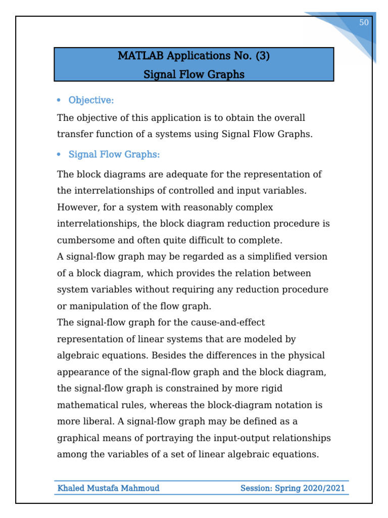 Signal Flow Graphs in MATLAB Applications | PDF | Mathematical ...