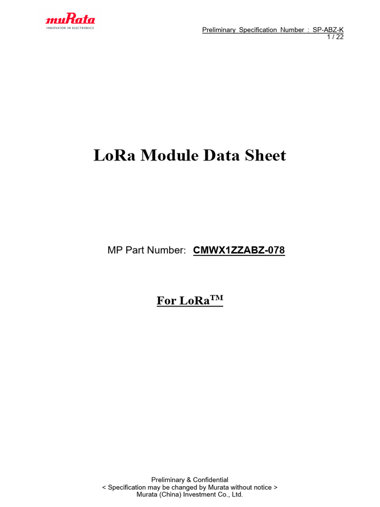 42-CMWX1ZZABZ LoRa Module | PDF | Electrical Engineering | Electronic ...
