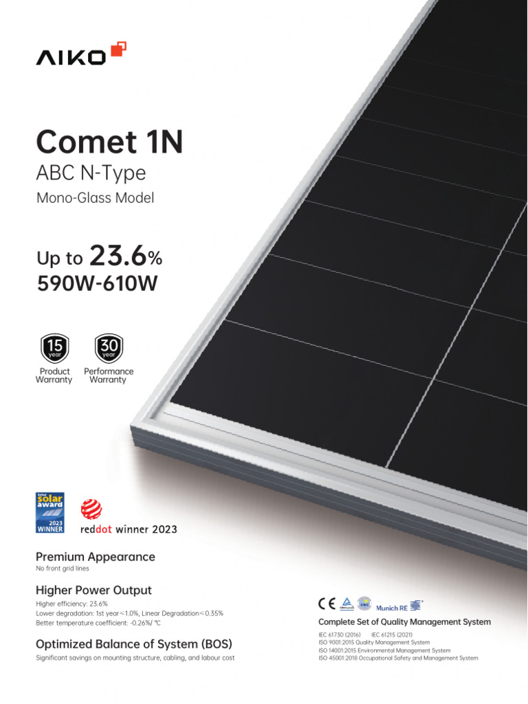 Aiko 590W-610W Solar Module Overview | PDF | Electrical Engineering ...