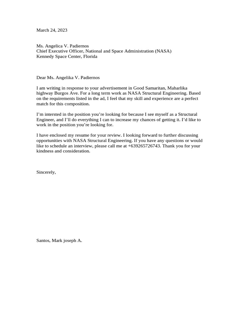 Application Letter | PDF