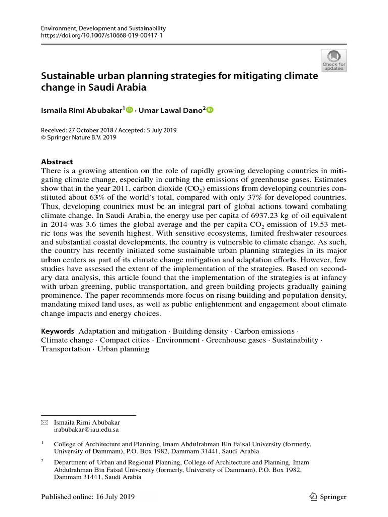 Sustainable Urban Planning in Saudi Arabia | PDF | Climate Change ...
