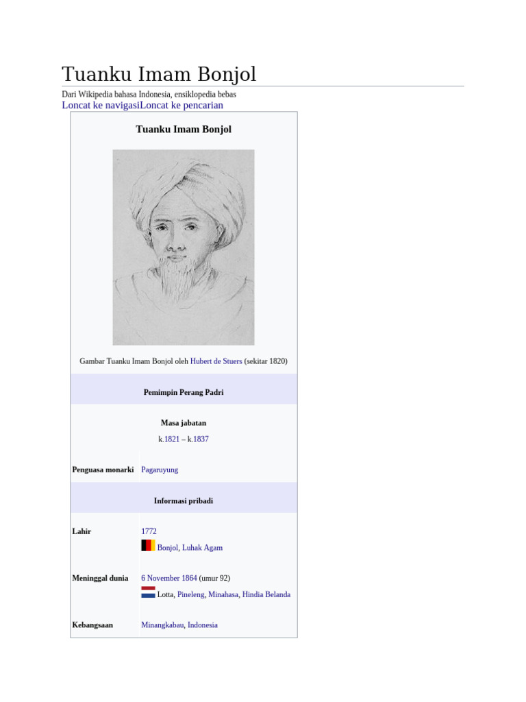 Tuanku Imam Bonjol | PDF