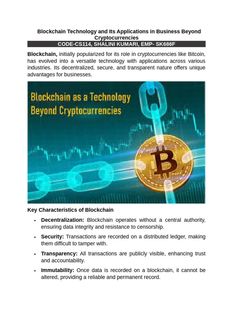 Blockchain Technology and Its Applications in Business Beyond  Cryptocurrencies | PDF