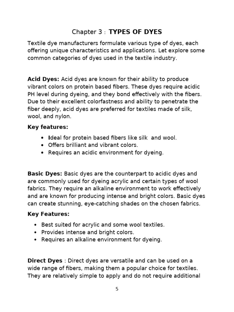 Types of Dyes in Textiles Explained | PDF