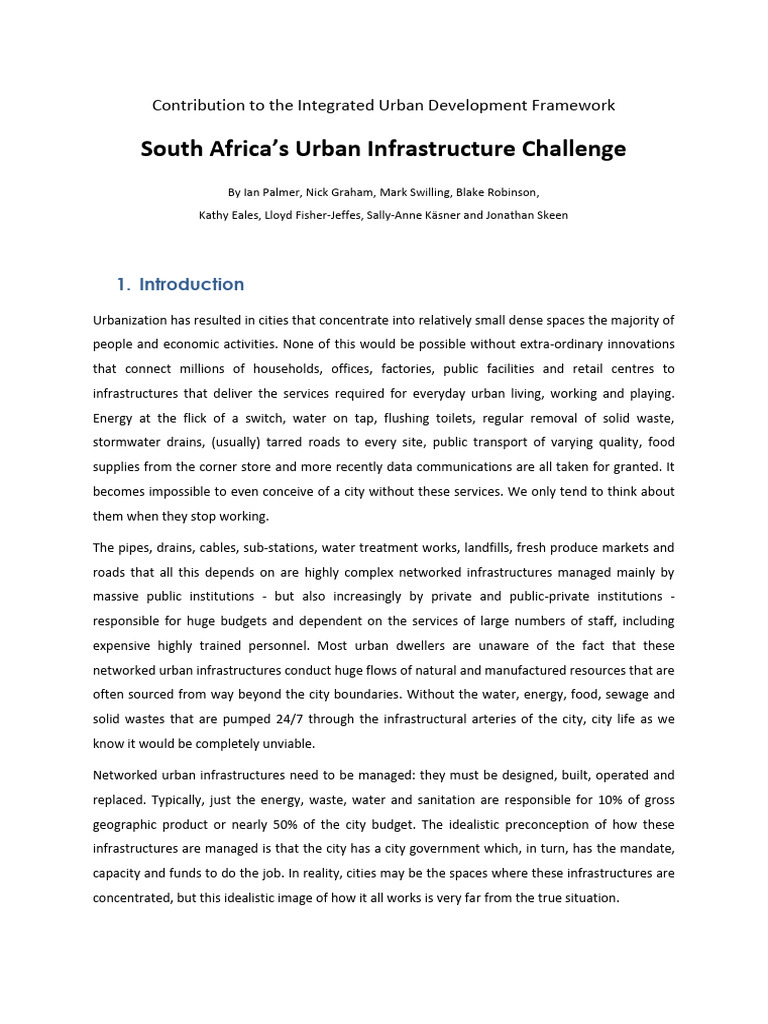 South Africa's Urban Infrastructure Overview | PDF | Infrastructure ...